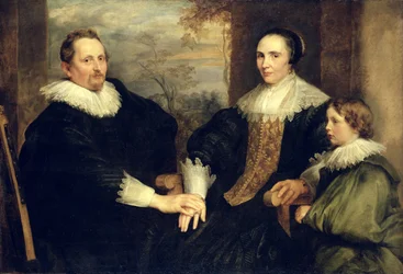 Retrato familiar de Sebastian Leerse con su esposa e hijo