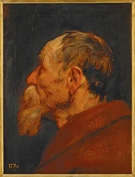 Cabeza de anciano (pintura sobre madera)
