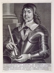Retrato de James Hamilton (1606-49) 1er Duque de Hamilton, grabado por Joannes Meyssens