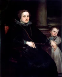 Retrato de una dama con un niño, pintura de Antonie van Dyck (1599-1641), 1626, dimensiones: 160 x 140 cm, Génova, Galleria Nazionale di Palazzo Spinola