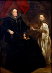 Retrato de Porzia Imperiale con su hija Maria Francesca en el clavecín