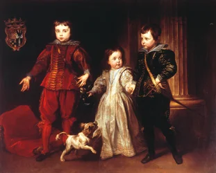 Tres niños con perro