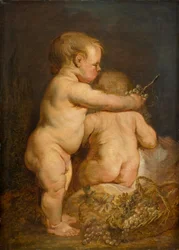 Dos niños desnudos con uvas, hacia 1630-40