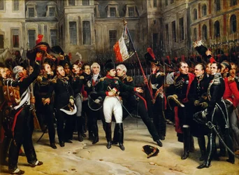 Despedida de Napoleón a la Guardia Imperial en el patio del Palacio de Fontainebleau el 20 de abril
