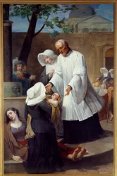 San Vicente de Paúl (1581-1660) cuidando a los apestados