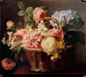 Ramos de flores en una canasta