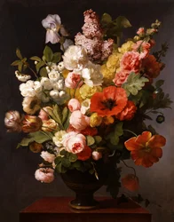 Bodegón de flores de verano con peonías, lirios y lilas. 1819. Pintura de Antoine Berjon (1754-1843) Colección particular.