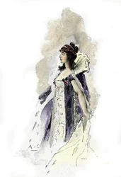 Portrait of Desiree Clary (1777-1860) Queen of Sweden in 1818 (Retrato de la reina de Suecia Desire Clary en 1818) Dibujo de Antoine Calbet extraído de "Napoleon et les femmes" de Masson