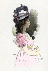 Retrato de Josefina de Beauharnais (1763-1814) Dibujo de Antoine Calbet extraído de "Napoleón y las mujeres" de Masson