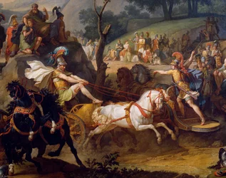 Juegos funerarios en honor de Patroclo, detalle de Aquiles en su carro, hacia 1790