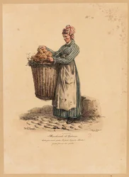 El vendedor de pasteles, número 34 de la serie Los gritos de París, grabado por François Seraphin Delpech (1778-1825)