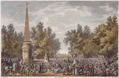 El Banquete de Virgilio en Mantua, 24 Vendemiaire, Año 6 (octubre de 1797) grabado por Georges Malbeste