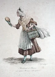 El vendedor de pasteles, número 4 de la serie Los gritos de París, grabado por François Seraphin Delpech (1778-1825)