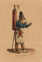 El Vendedor de Tisana, número 13 de la serie Los Gritos de París, grabado por François Seraphin Delpech