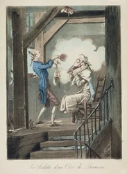 El aseo del empleado de un abogado, grabado por Philibert Louis Debucourt (1755-1832)