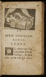 "El cuento de Caperucita Roja", página de "Historias o Cuentos del Pasado. Con Moralidades" de Charles Perrault, París: Claude Barbin, 1697