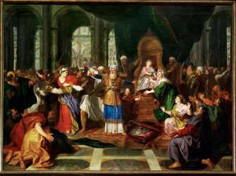 Athalia expulsada del templo (pintura sobre lienzo)