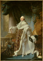 Retrato del rey de Francia Luis XVI (1754-1793) con el gran traje real en 1779