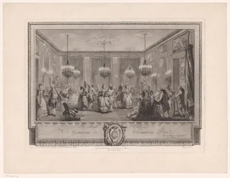 María Antonieta: la reina de la moda: baile en casa de Monsieur de Villemorien Salón de baile con parejas de baile Le Bal Pare (título sobre objeto)