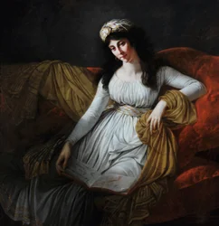 Retrato de Madame Fravega (inscripción en el libro “In qual barbaro momento recitativo di D. Cimarosa”)