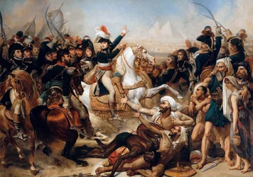 Bonaparte en la batalla de las Pirámides el 21 de julio de 1798