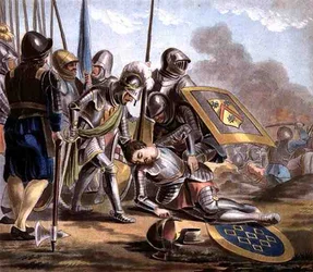 Muerte de Carcado, grabado por Jean Baptiste Morret