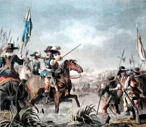 Victoria de Staffarda (1690), grabado por Jean Baptiste Morret (fl.1790-1820)