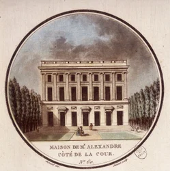Maison de Monsieur Alexandre, patio lateral, París. En vistas pintorescas de los principales edificios de París por Sergeant