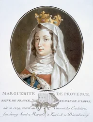 Margarita de Provenza, de Retratos de grandes hombres, mujeres ilustres y sujetos memorables de Francia, grabado e impreso en colores, publicado por Pierre Blin, 1786-92, París