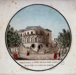 El salón de terneros del bulevar Saint Germain desde el jardín, París. En vistas pintorescas de los principales edificios de París por Sergeant