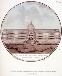 Vista del hotel regional des Invalides en el lado del Sena, París. En vistas pintorescas de los principales edificios de París por Sergeant