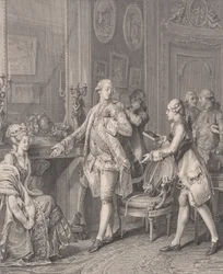 La Gran Toilette La Patrona, de Le Monument du Costume, 1777