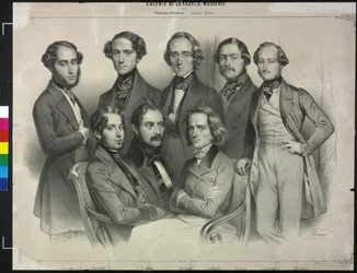 Grupo famoso pianista (litografía)