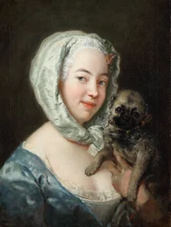 Marie de Rège, de soltera Pesne, con un doguillo