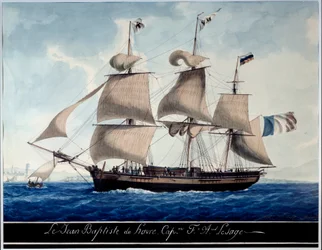 Le Jean - Baptiste du Havre, en el puerto de Marsella Acuarela por Antoine Roux (1765-1835) 1815 Marsella, Museo de la Marina
