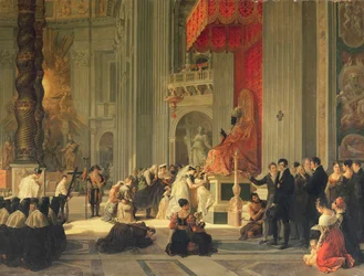 Besando los pies de la estatua de san Pedro en la basílica de San Pedro, Roma, 1812