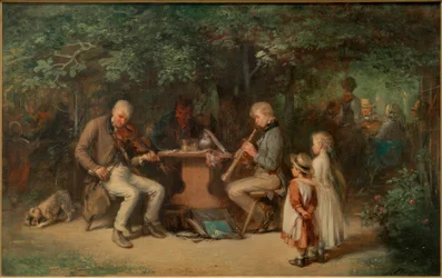 Músicos en el jardín de la taberna
