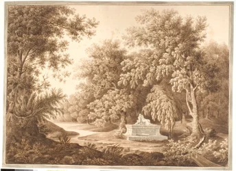 Parque con un monumento funerario