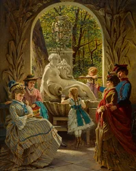 Pavillon du festival de Printemps a Schonbrunn, Vienne - Pabellón de la Feria de Primavera en Schönbrunn - Anton Ebert (1845-1896) Óleo sobre madera Dimensiones : 65x52 cm Colección privada