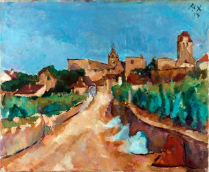 Rue vers Durnstein (Autriche) - Peinture de Anton Faistauer (1887-1930)
