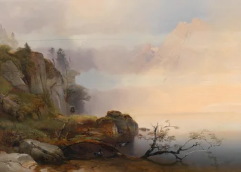Anton Hansch Atmósfera otoñal en el lago 1846