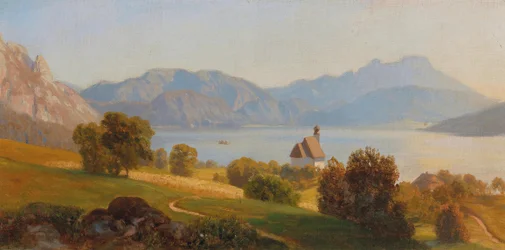 Steinbach en el Attersee con el Schafberg