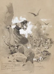 Ilustración del poema El ángel de la muerte de M. Lermontov
