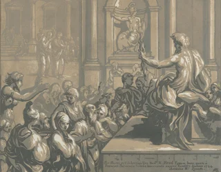 San Juan Evangelista predicando en un templo, 1724