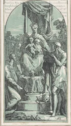 La Virgen y el Niño entronizados, San Jerónimo en la parte inferior derecha, San Francisco..., antes de 1749
