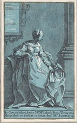 Mujer sentada en la habitación Melancolía, 1726