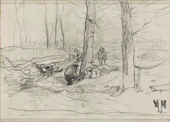 Leñadores en un bosque