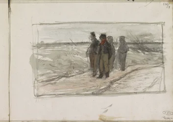 Cuatro hombres en un camino