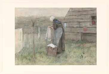 Mujer en un tendedero