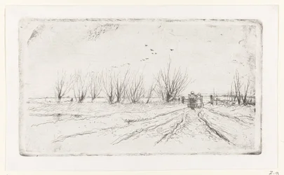 Paisaje de invierno con lecheras